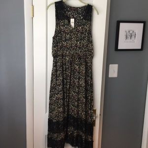 Anthropologie Ranna Gill Medium Black Floral Dress